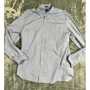 J.Crew Flex Washed Classic Fit Mens Button-Down Shirt Blue L Micro Dot Print